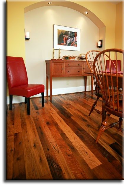 Reclaimed wide plank oak flooring
