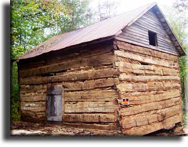 Chestnut hand hewn log cabin
