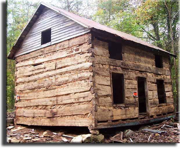 Chestnut hand hewn log cabin