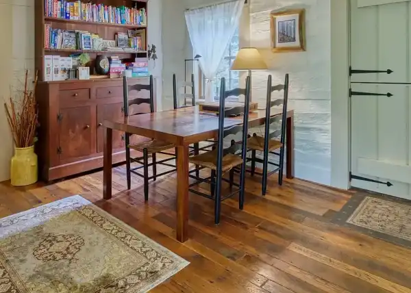 Reclaimed oak flooring with hand scraped edges